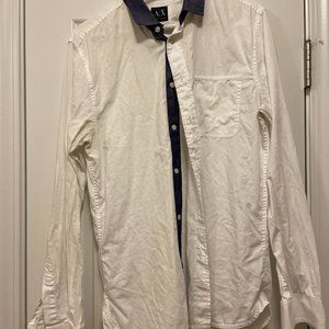 Armani Exchange Slim Fit White And Blue Button Up Men’s